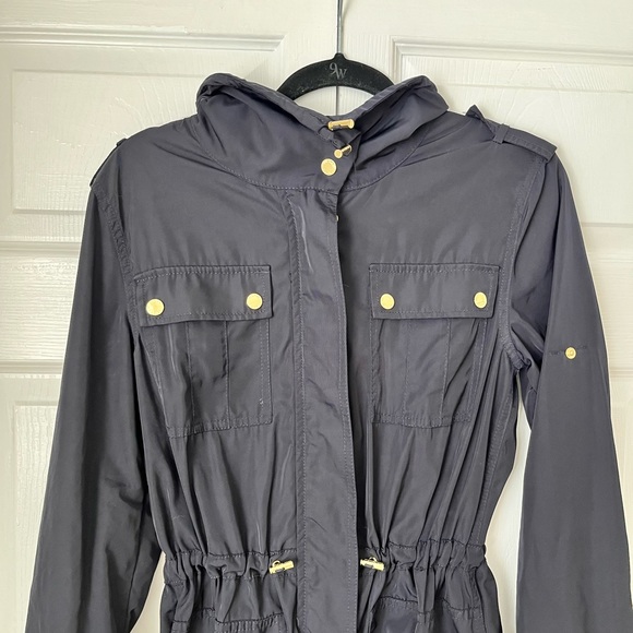 Michael Kors - Spring Jacket with Cinched Waist in Navy with Gold Toned Hardware - Picture 3 of 8